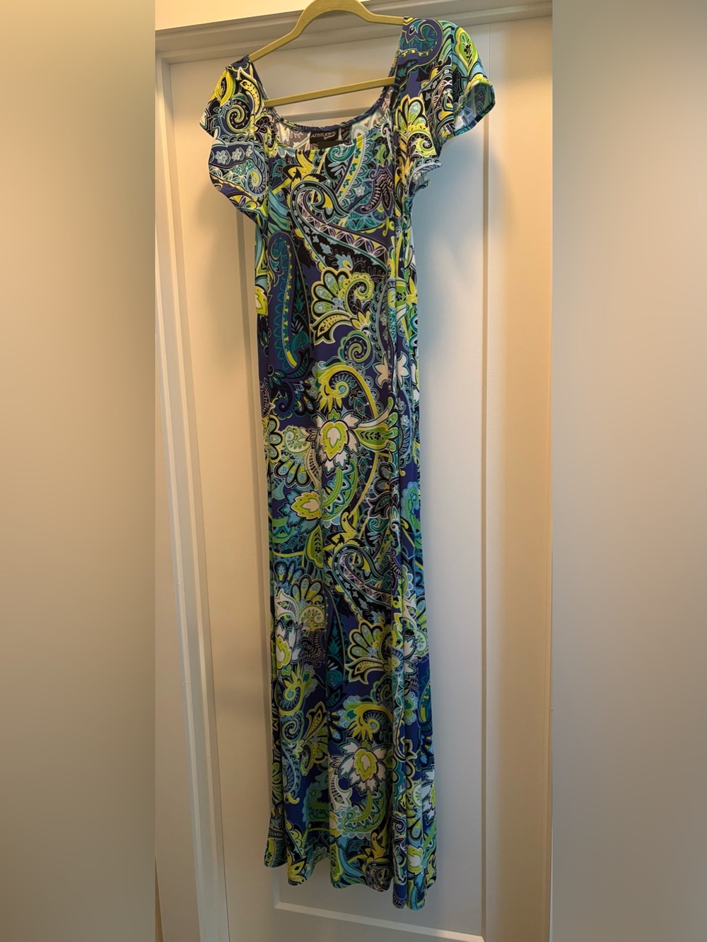 Attitudes by Renee Blue and Green Paisley Maxi Dress
